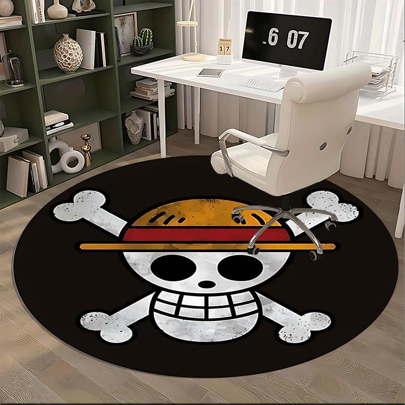 One Piece,Straw Hat Pirates Chair mat Round Rug Office carpet, Machine Washable, Non slip, Suitable for Living Rooms, Bedrooms