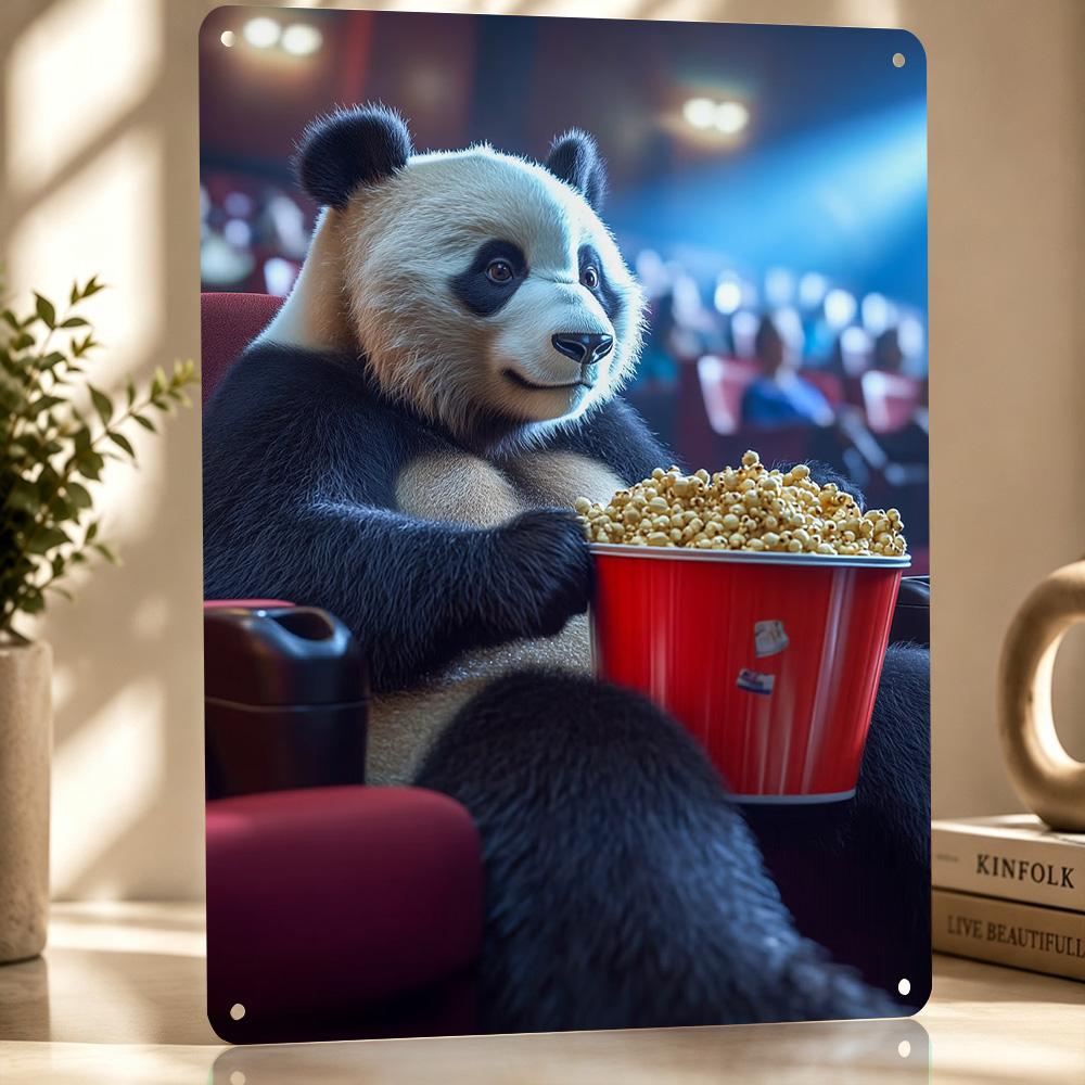 Panda At the Movies D Printed Texture Poster Personalized Wall Art Retro Metal Tin Signs for Home Decor Accessories Wand Deko