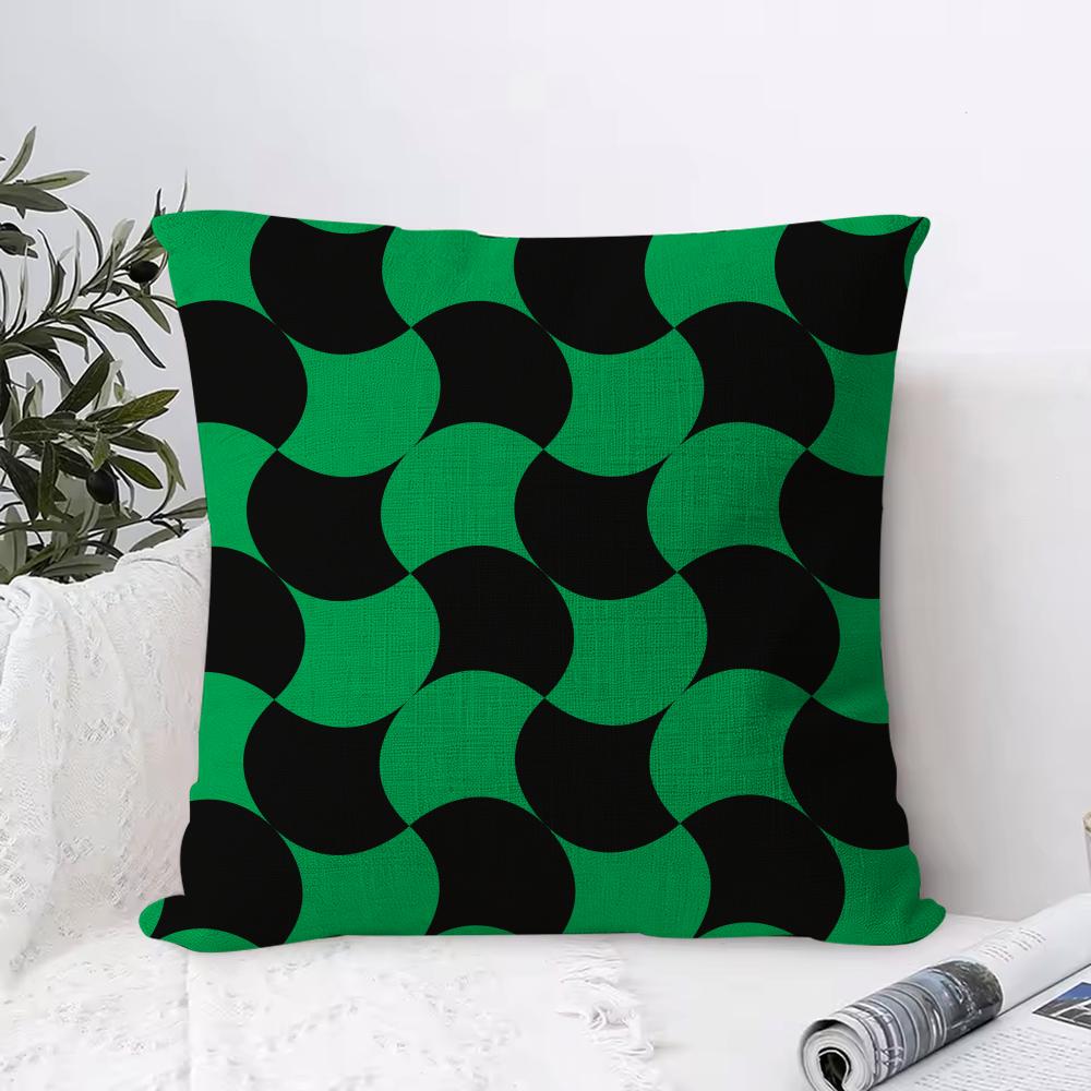 Hot selling black and green Cushion Cover Breathable Linen Pillow Cover SkinFriendly Home Decor Pillowcase with Hidden Zipper