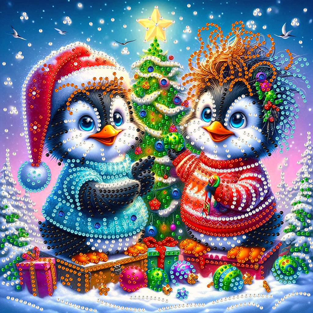 Christmas House Diamond Dots Gem Art for Home Office Wall Decor Special Shape Partial Drill Dimond Art Paintings 11.81x11.81in