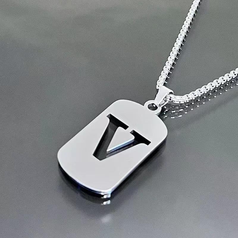26 Letters English Titanium Steel Necklace Men'S And Women'S Versatile Sweater Sweater Chain Simple Fashion Collarbone Chain