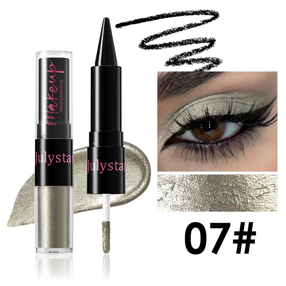 

Жидкие тени для век Julystar Pearl Fine Glitter Eyeshadow Liquid 2-in-1 Double Head Easy Color Cool Black Velvet Eyeliner Combination