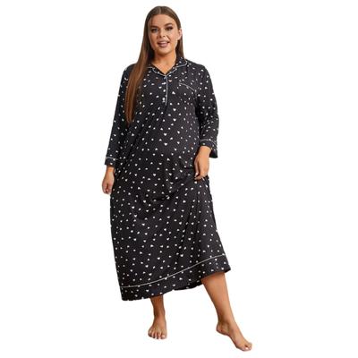 Plus Size Nachthemd Damen Frühling Herbst Winter Langarm Nachthemd Home Kleid