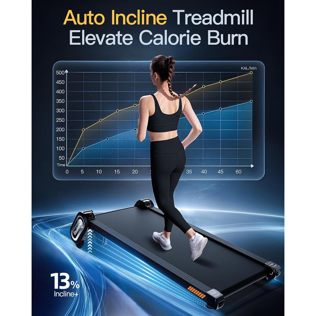 High Quality EU Stock Smart Walking Treadmill Portable Under Desk Home Use Walking Pad 4%-13% Auto Incline