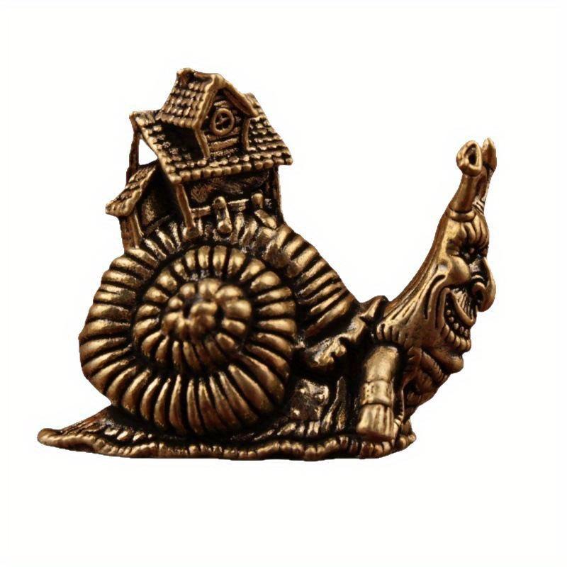 Small Ornaments Tea Pet Ceremony Copper Simulation Animal Figurines Miniatures Toys Hip Hop Exaggerate Solid Brass Snail House