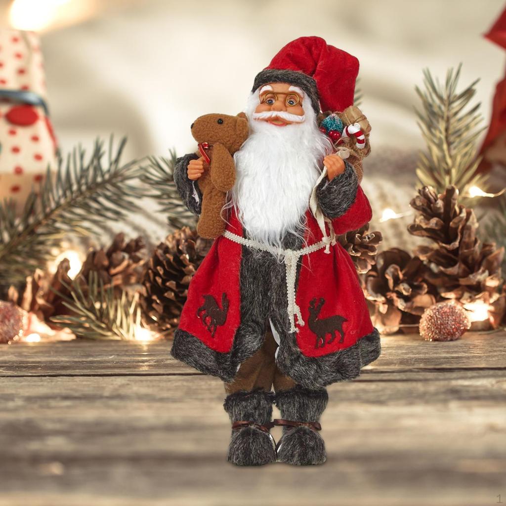 Collectible Standing Christmas Ornaments, Traditional Santa Claus Figurine,