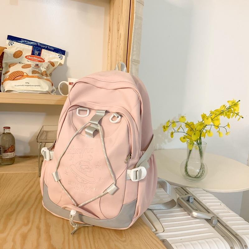 College style printing drawstring student schoolbag spring new large-capacity junior high school student backpack