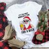 Women's Crew Neck Short Sleeve Graphic Print Christmas T-Shirts Loose Fit Casual Tees