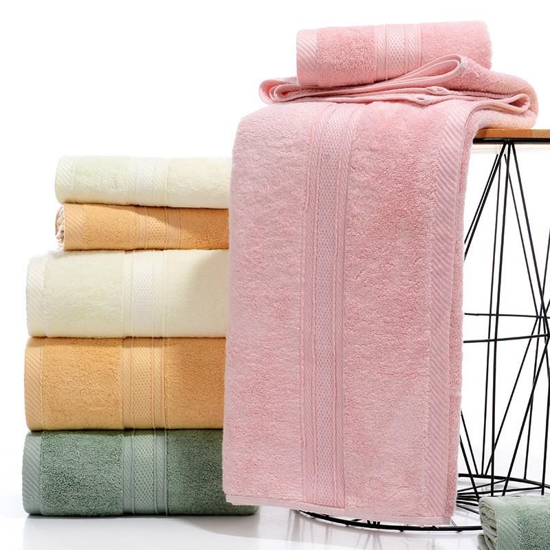 Bamboo fiber towel Bath towel Flat weave water absorption does not fade Plain color broken file Face towel