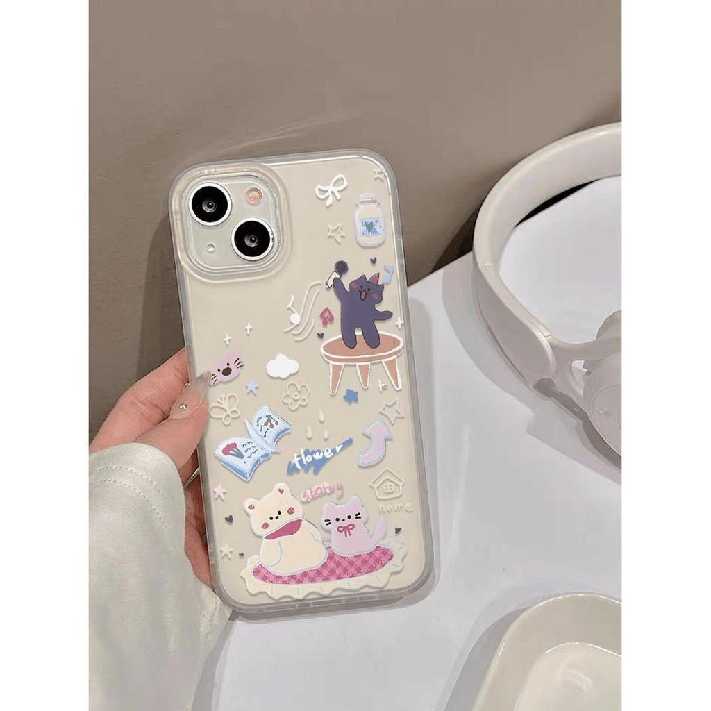 Music Kitten Frosted Soft Phone Case for iPhone 13-17 Pro Max