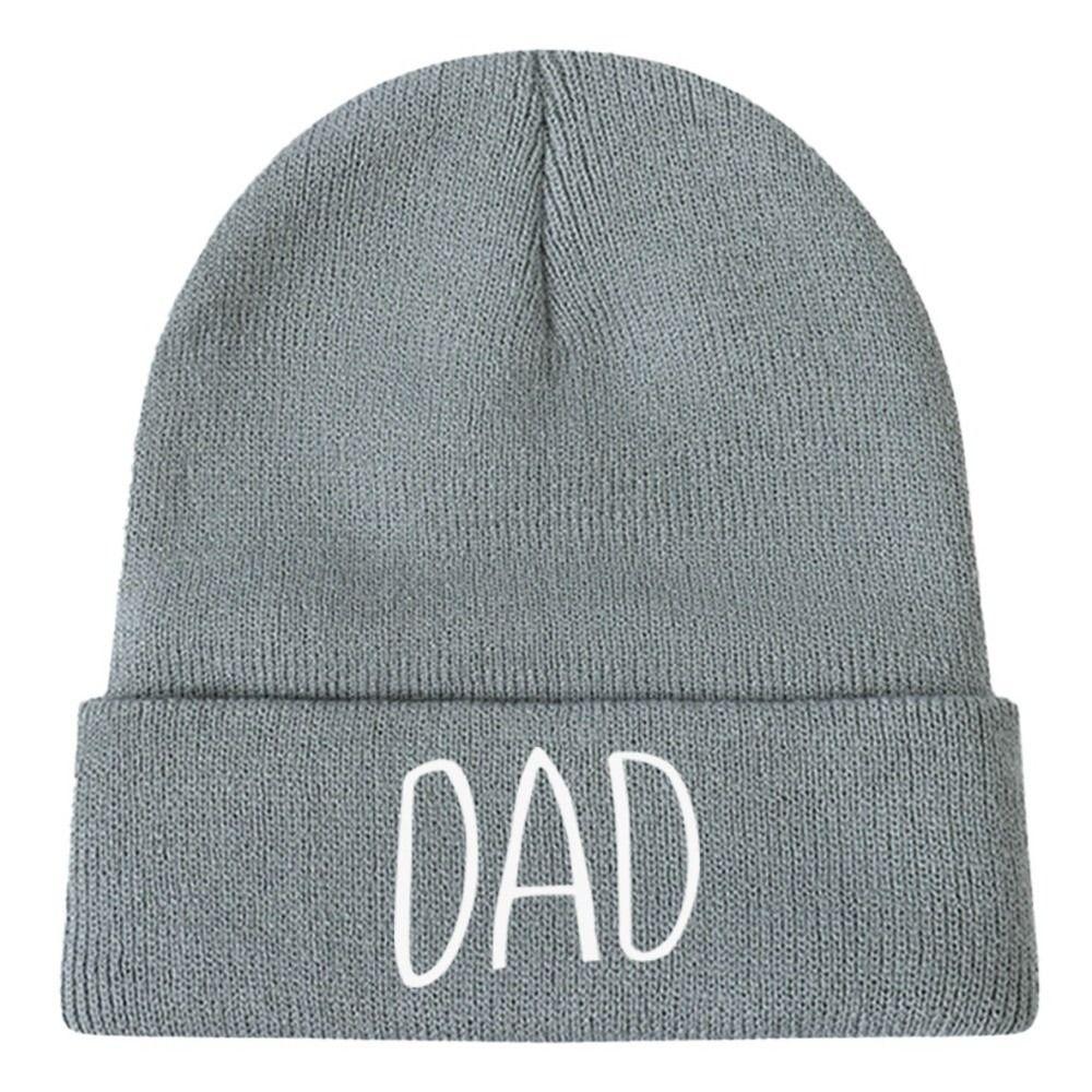 Family Matching MOM DAD Knit Beanie Elastic Turn-Up Brim Matching Hat Warm Couple Hat Cold Weather