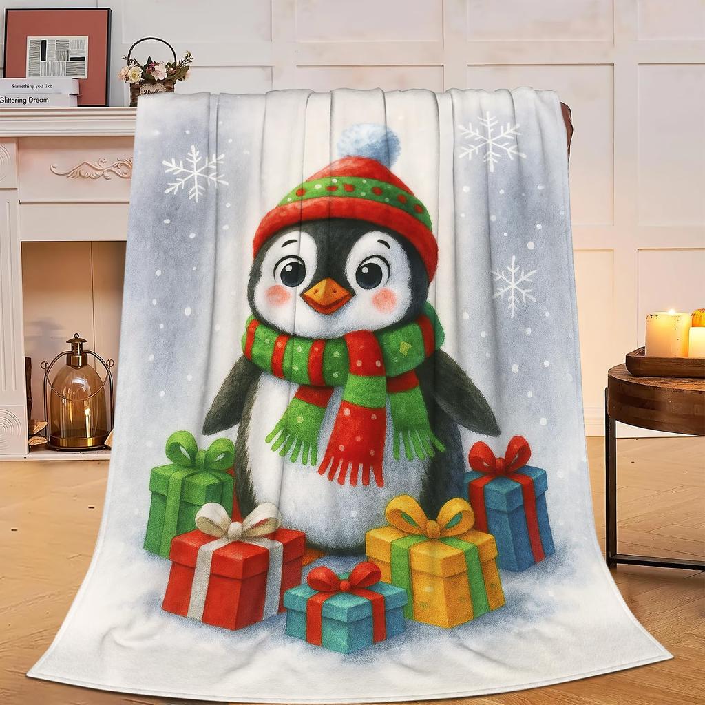 Penguin Blanket Soft Cute Penguins Flannel Fleece Throw Blanket Lightweight Fuzzy Plush Blanket for Couch Bed Sofa Home Decor