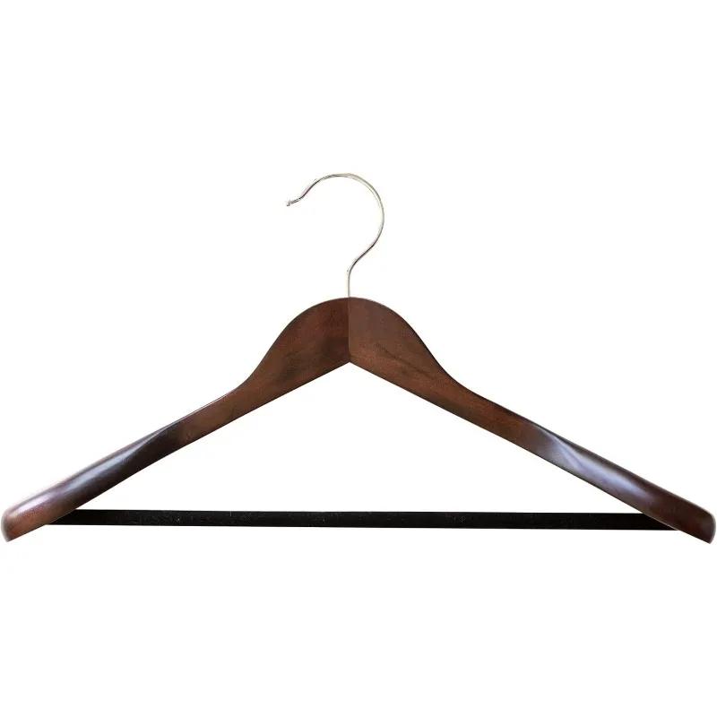 Goods Wooden Coat & Suit Hangers - Extra Wide Shoulder Wood Clothes Hangers with Velvet Bar | Premium Garment & Pants
