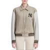 MLB SS24 New York Yankees Color Block Logo Button Jacket Unisex Jacket Beige 3AJPM0241-50SAL