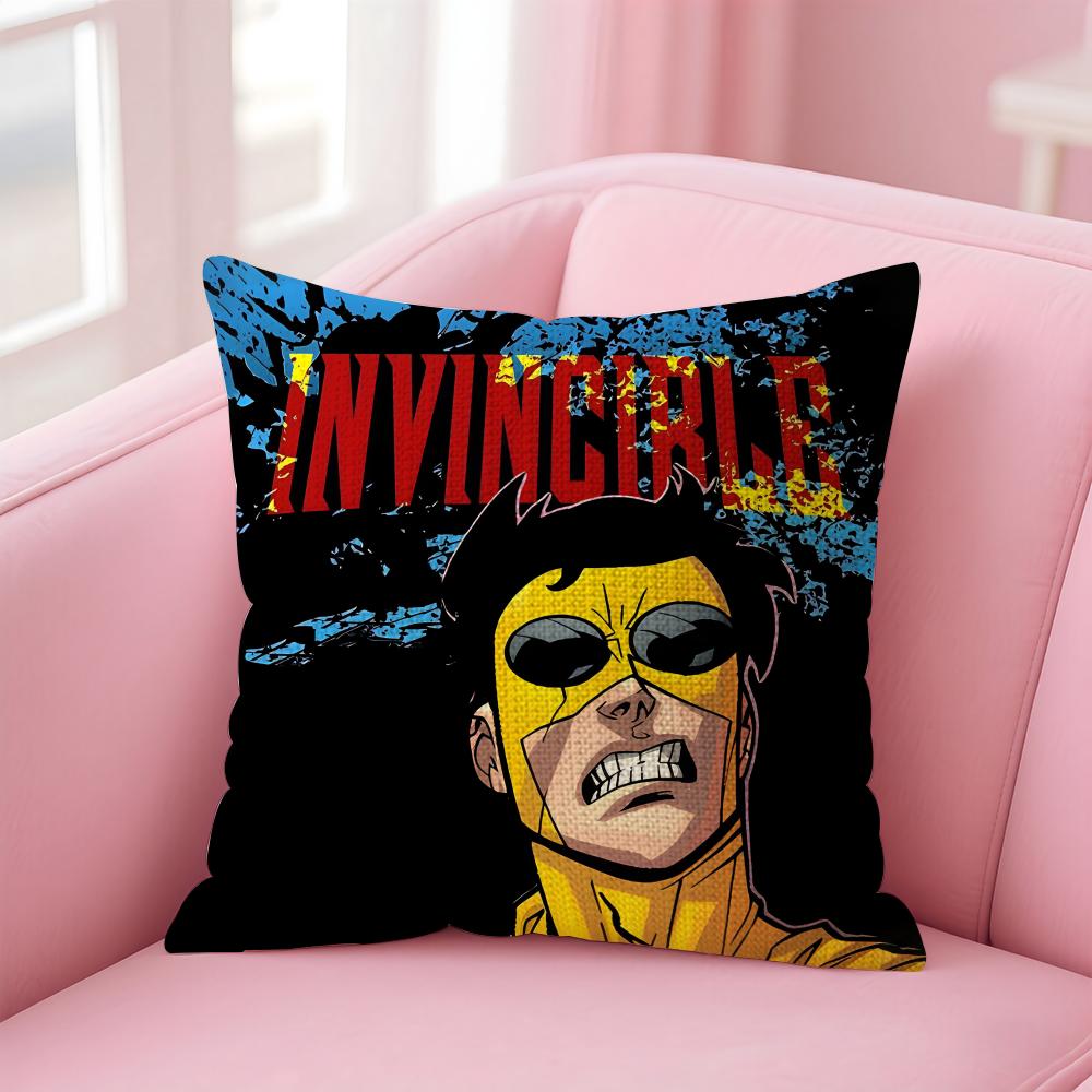 Anime IInvincible Cushion Cover Natural Linen Pillow Case DoubleSided Print Decorative Sofa Pillowcase Home Decor Gift