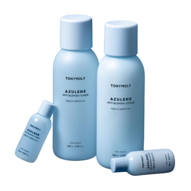 TONYMOLY Azulene Anti-Blemish Skincare Set (Skin 200ml + 20ml / Lotion 200ml + 20ml)