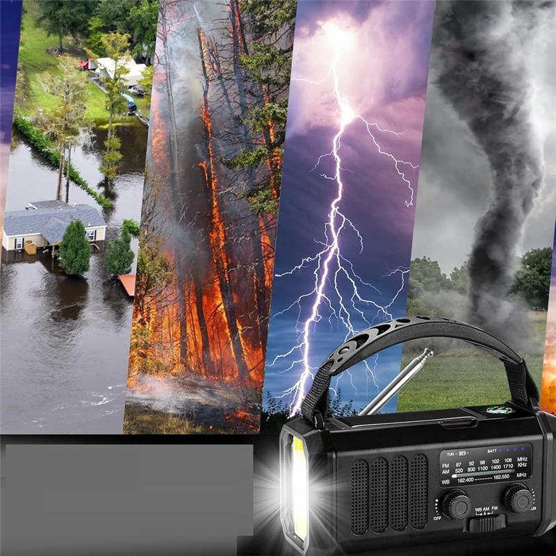 Emergency Generator Radio Hand-Cranked Solar Radio 20000Mah Radio FM/AM/WB Hand Crank Radio Flashlight Green
