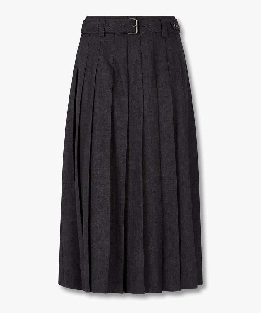 Bobeu Stretch Belted Pleated Skirt_Charcoal 7156135002