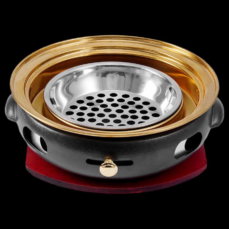 OEING Round Cast Iron Charcoal BBQ Grill