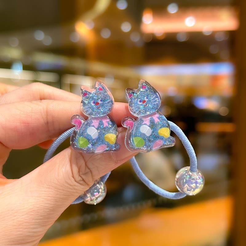 2 SZT Nowe Urocze Błyszczące Kropki Fala Kot Księżniczka Nakrycie Głowy Dzieci Elastyczne Gumki do Włosów Dzieci Sznurki do Włosów Dziewczynki Akcesoria do Włosów