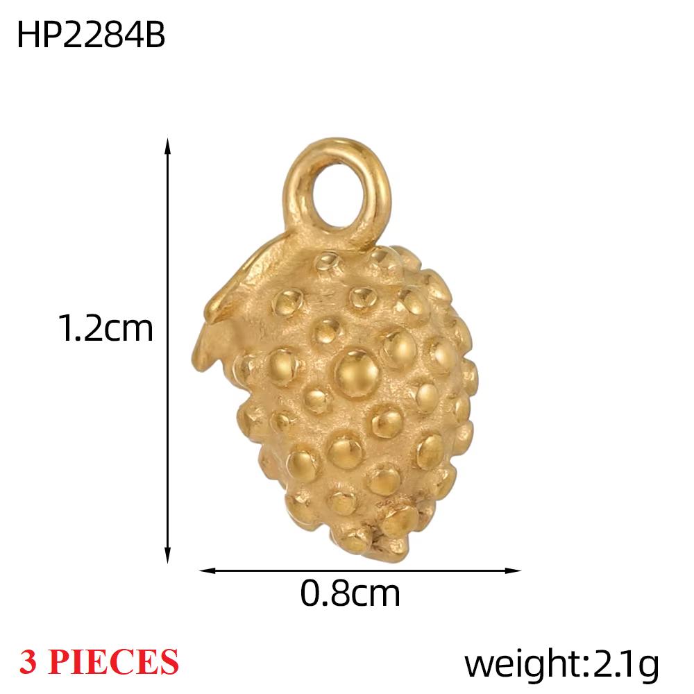 3PCS/LOT CARLIDANA Gold Plated Stainless Steel Charms, Cute 3D Mushroom Candy Fruit Pendants for DIY Bracelet Earring Jewelry
