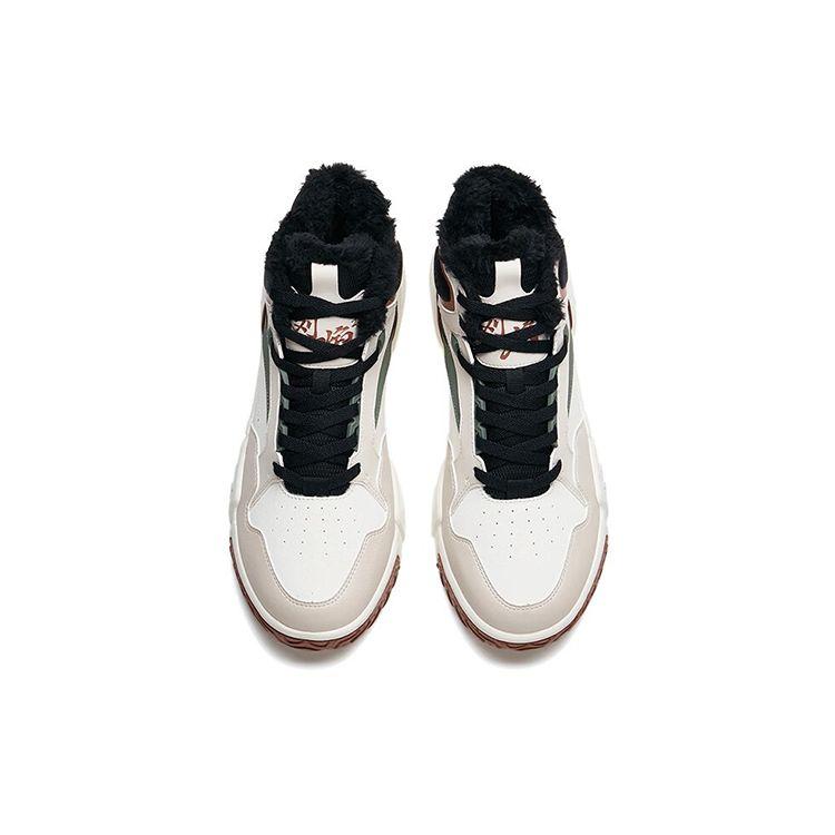 Anta Flame Leather Warm Non-Slip Shock Absorbing Wear-Resistant High-Top Sneakers Men Sneakers White Gray Black 112248990R-4