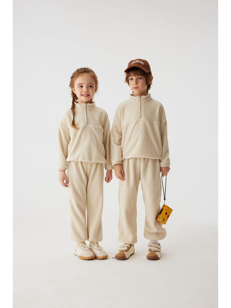 Kids' Fleece Half-Zip Sweatshirt Set for Boys and Girls Ages 1-7 - Autumn and Winter 2-Piece Outfit