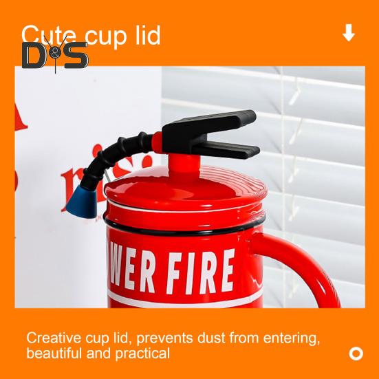 Ceramic Coffee Mug 450ml Funny Flame Extinguisher Cup with Lid Ice Chocolate Milk Beverage Mug Creative Gift for Men Women