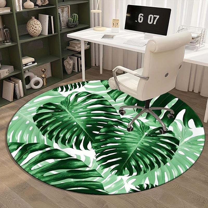 Monstera Blatt Runder Teppich, Kristallfleece Polyester, Rutschfest, für Wohnzimmer/Stuhlbereich