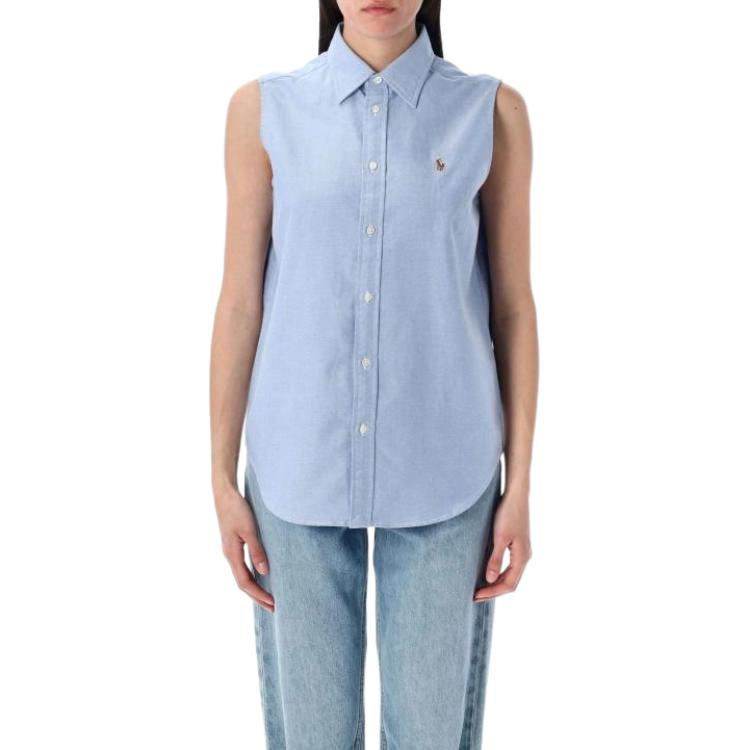 Polo Ralph Lauren Senza Maniche a Coste Singole Polo Donna top Azzurro Chiaro 211968896-002