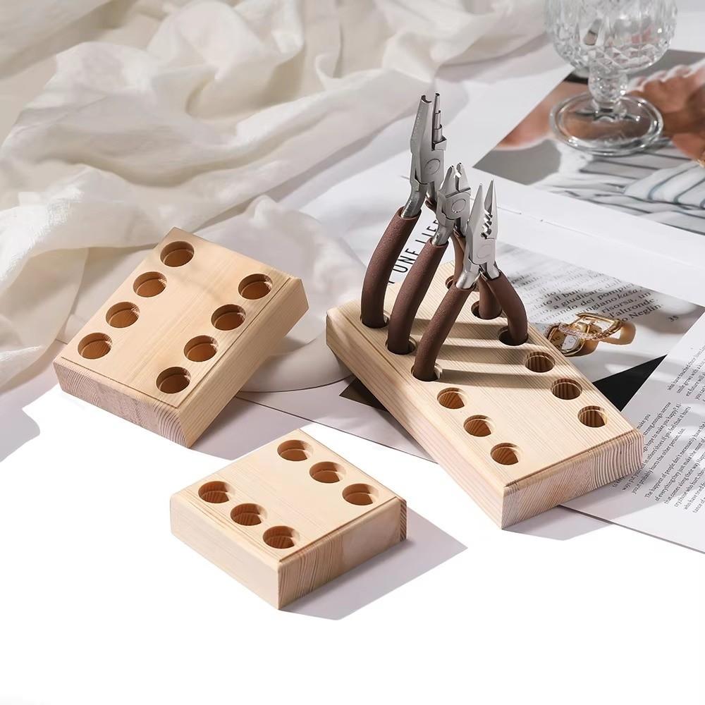 Wooden Pliers Storge Holder Mini Space Saving Craft Tool Holder with 6/812 Holes Compact Storage Plier Organizer Rack