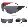 Trendy Futuristic Hip Hop One Piece Y2K Sunglasses Sun Glasses Rimless Wrap-Around