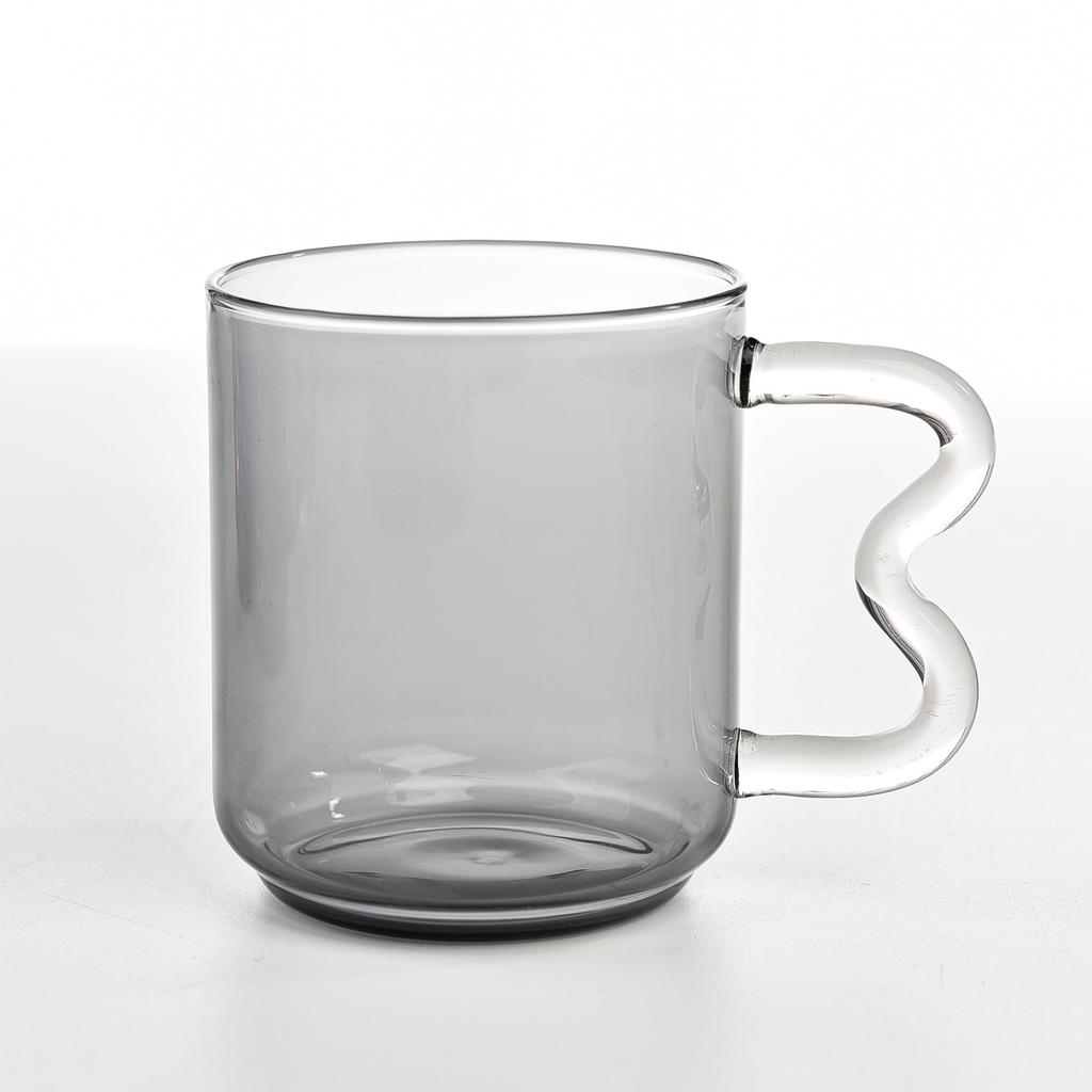 Creative Color Glass Water Cup with Handle Breakfast Milk Cup Heat Resistant High Borosilicate Cup Drinking Glasses Spoon Cups