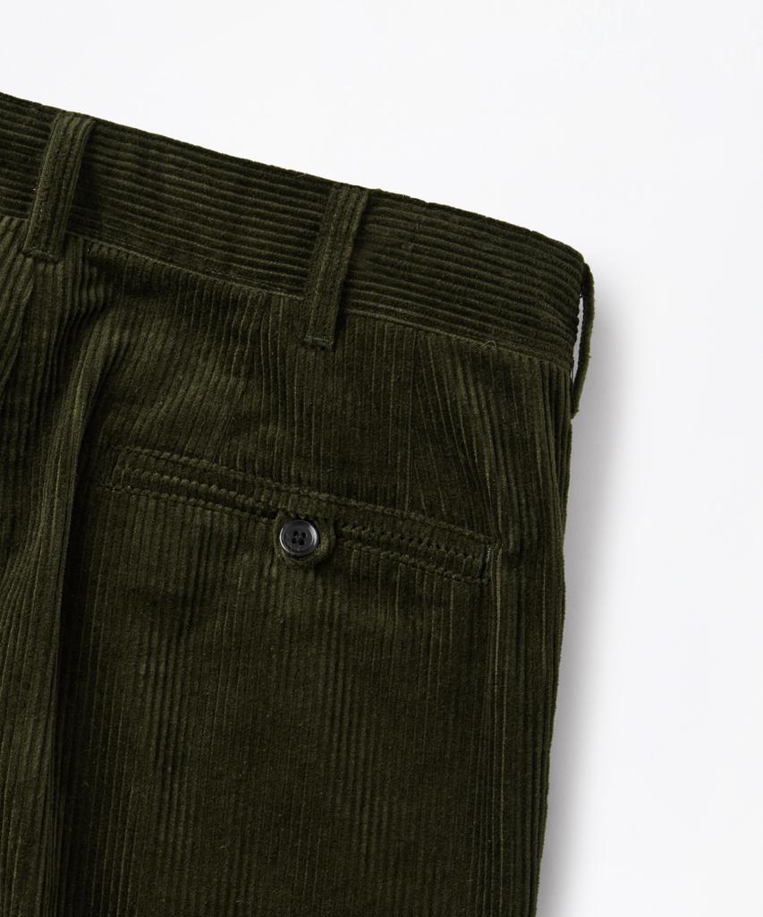 OUTSTANDING High Density Corduroy Double Pleated Pants_D.Olive