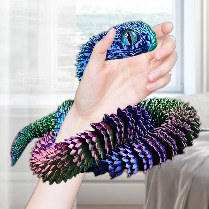 30cm Tierfigur 3D-gedruckte Schlangenspielzeug Bewegliche Gelenke Fidget Toy Schreibtischverzierung Drehbare Schlangenfigur Heimdekoration