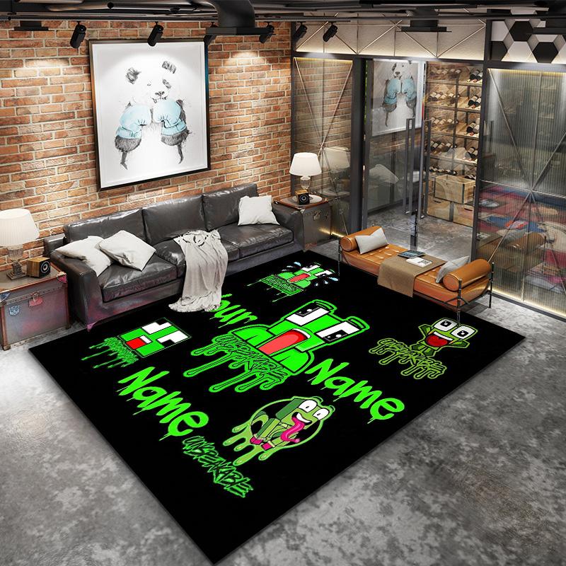 Green Pixel Forest Custom Name Carpet Rug For Living Room Bedroom Home Sofa Decoration Kids Play Nonslip Floor Mat
