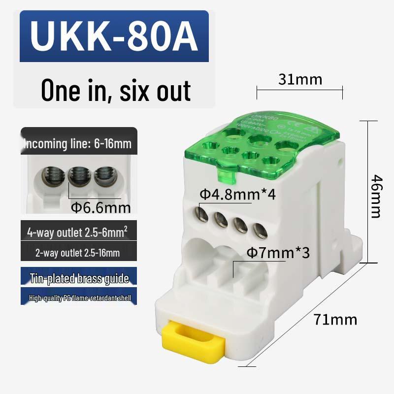 UKK Hochstrom-Anschlusskasten: Einpolige Schiene, Mehrfachausgangsverdrahtung