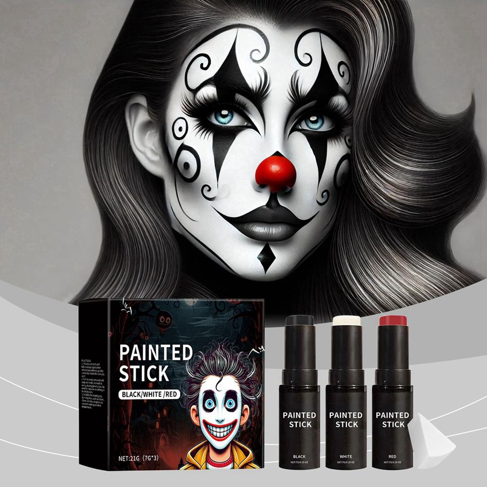 Halloween Face Body Painting Stick Kit Black/White/Red
