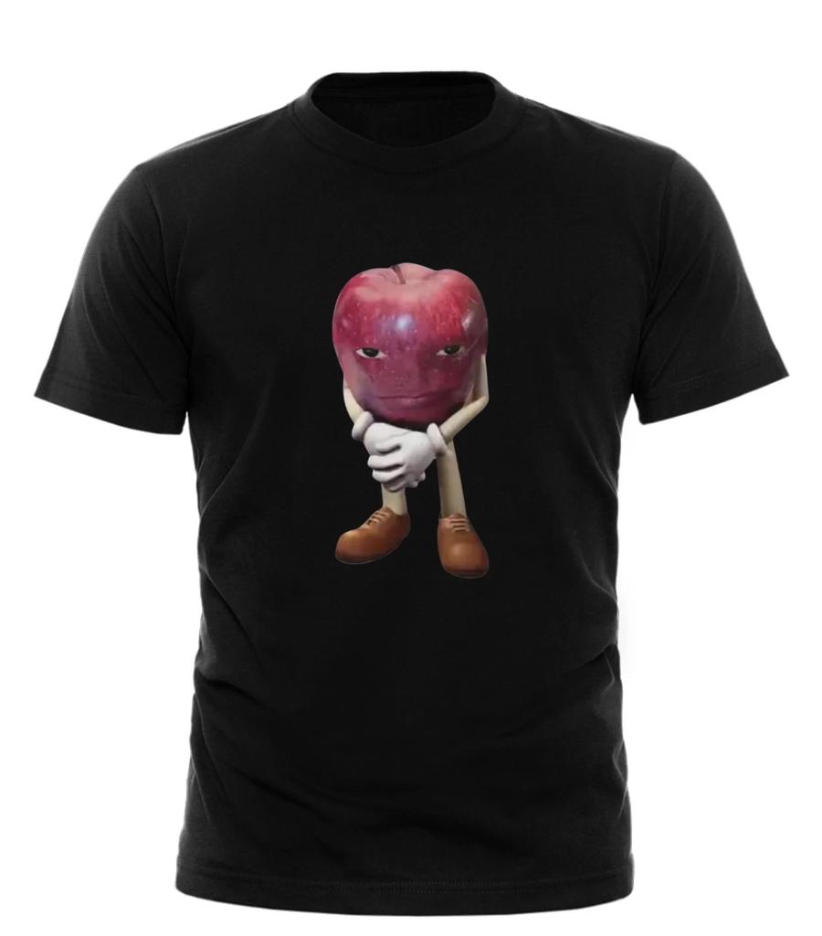 Funny Apple Meme T Shirt Grumpy Face Graphic Tee Unisex Casual Top All Sizes
