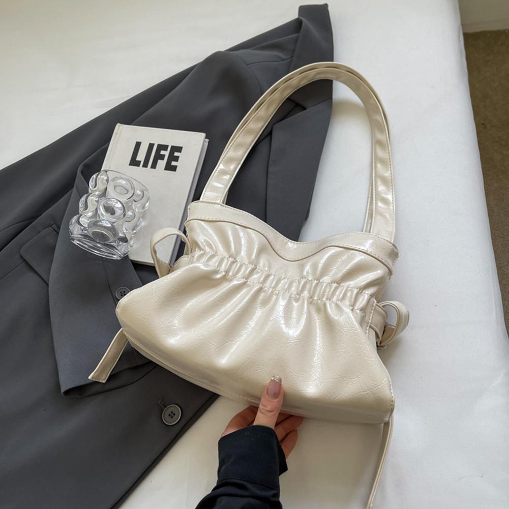 Plissierte Umhängetasche Damen PU Mode Handtasche geraffte solide Unterarmtaschen Hochwertige Tragetasche Luxus Achseltasche Chic Hobo Bag