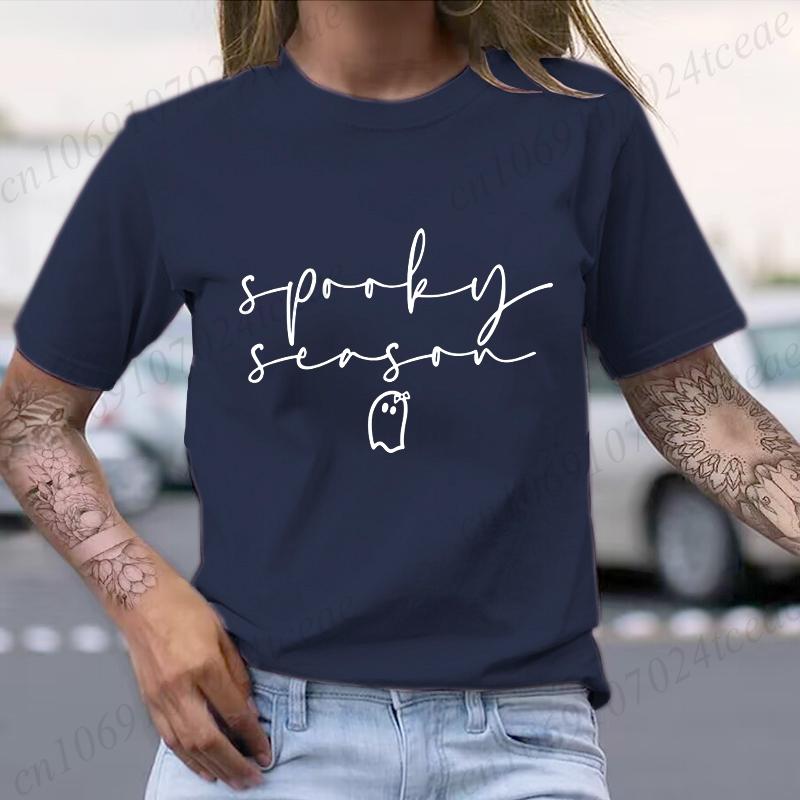 Cute Spooky Season Women's T-Shirts Clothing,Womens Halloween Tops Tees,Cute Fall T-Shirts,Spooky Season Shirt
