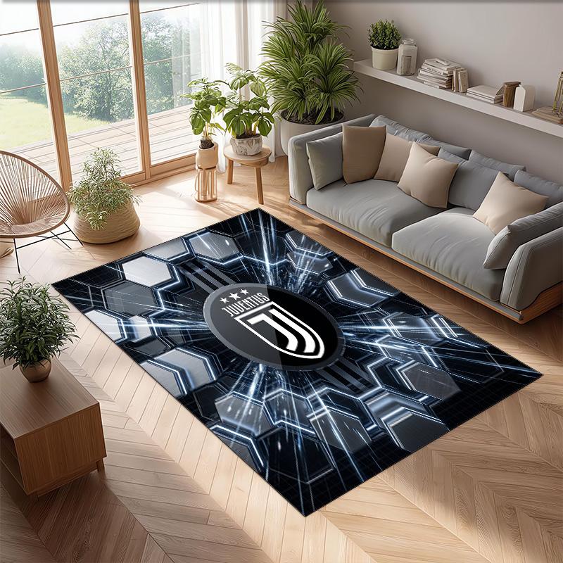 Tappeto in Flanella Stampato Juventus FC Antiscivolo Morbido Poliestere Tappeto per Pavimento Tappetino Decorativo per Interni per Camera da Letto Soggiorno Divano