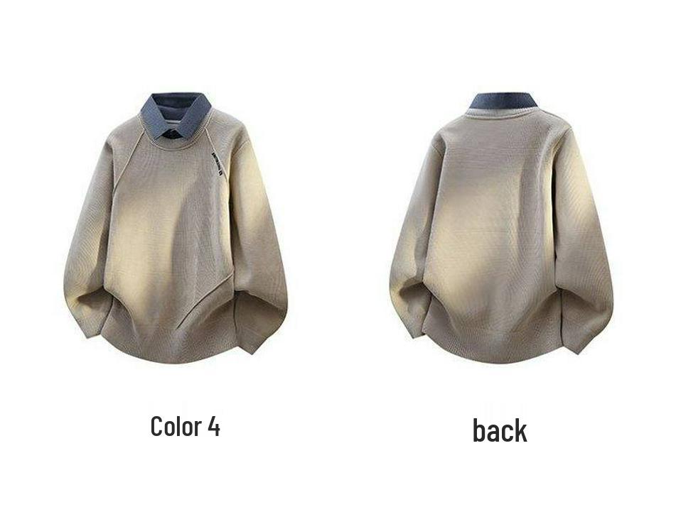 Men's 2025 Autumn/Winter Lapel Knitwear Hoodie with Velvet Lining