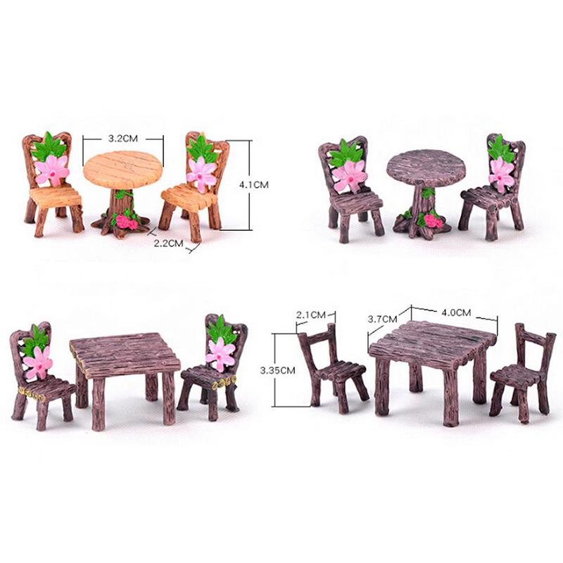 3 Stück/Set Tisch Stuhl Handwerk Mini Miniatur Figur Gartendekor Mikrolandschaft
