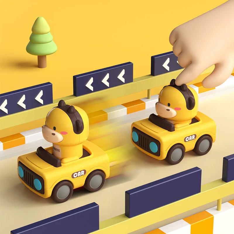 Cartoon-Autos, Kinder Spielzeug Figur Reibungsspielzeug Kein Akku Schieben Los Gleitende Fahrzeuge für Alter 1-3, Spaß für Babys für Feinmotorik