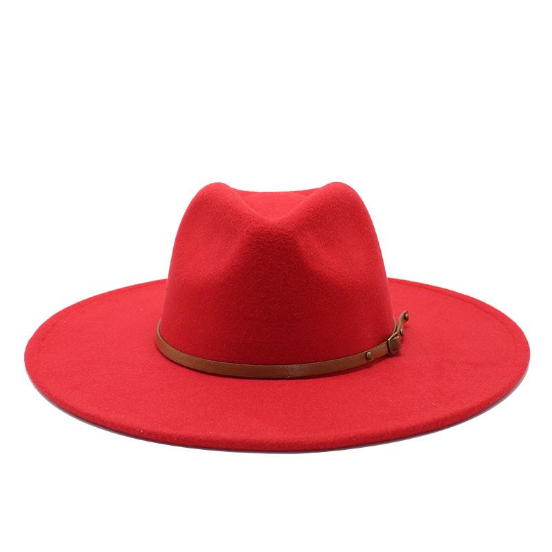 Neue 9,5CM Große Breite Krempe Winterwolle Uni Klassische Filzhüte Kappe Britischer Stil Herren Damen Panama Zylinderhut Sombreros Jazz Kirchenhut