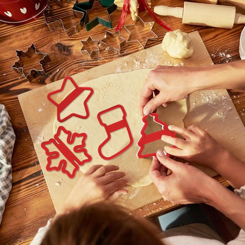 Holiday Cookie Cutters Set Prevent Hand Crushing Baking Tools With Cartoon Design 4X Anti-Crushing Hand Small Cookie Cutters