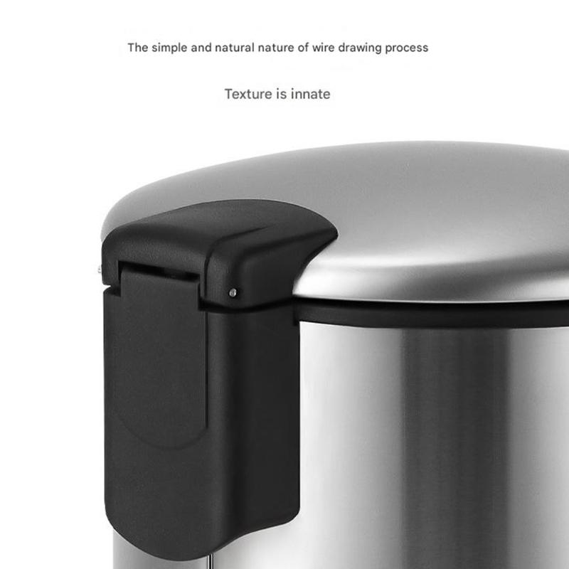 304 Stainless Steel Waste Bin with Slow Close Technology Foot Pedal and 90 Degree Lid Stay for Easy Cleaning