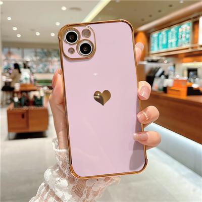 Luxury Plating Love Heart Case For iPhone 14 13 12Mini 11 Pro X XR XS Max 7 8 Plus SE SE Soft Electroplated Bumper Cover