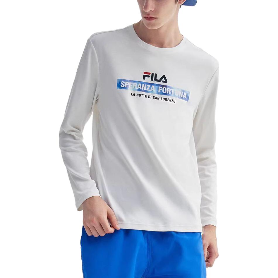 Fila T-shirt Casual Sportiva Semplice alla Moda Traspirante a Maniche Lunghe da Uomo Top Bianco F11M038214G-WT